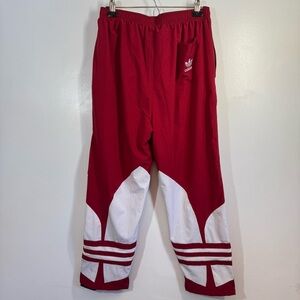 Adidas Originals Big Trefoil Logo Sweat Pants Red White Womans Size XXL